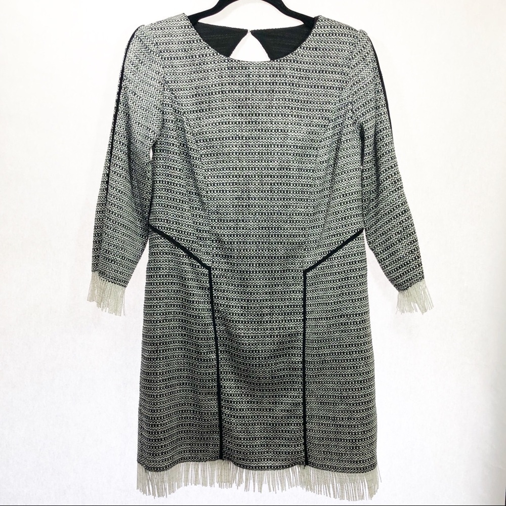 sam edelman fringe dress black white size medium